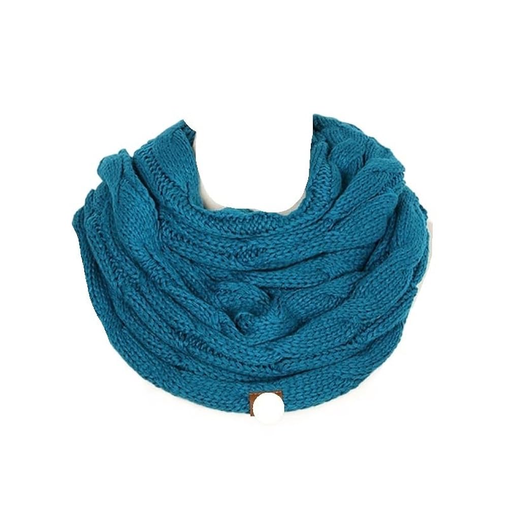 【未使用品】MUFFLER, WOOL-KNIT NAVY LiuliuBull Women Solid Color Cable Knitting Wool Snood